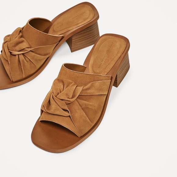 NWT ZARA KNOTTED SLINGBACK HIGH HEEL LEATHER SHOES - Picture 5 of 6